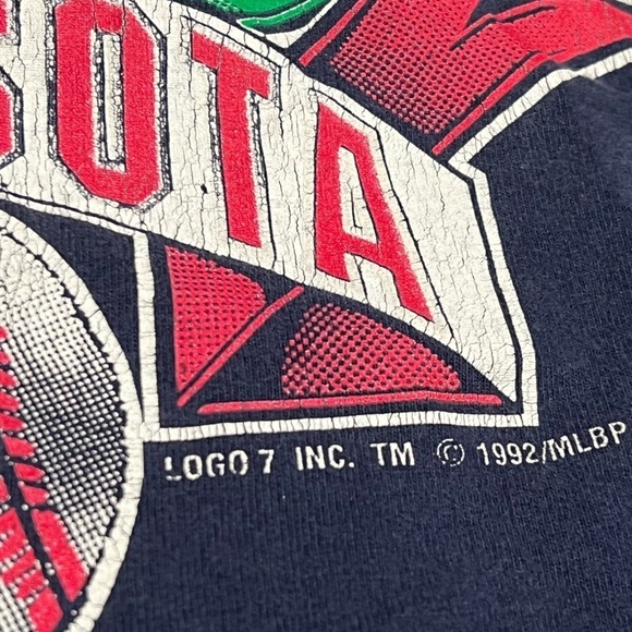 Vintage 90s Minnesota Twins MLB Baseball 1990s Logo 7 Tee Tshirt - Picture 4 of 8